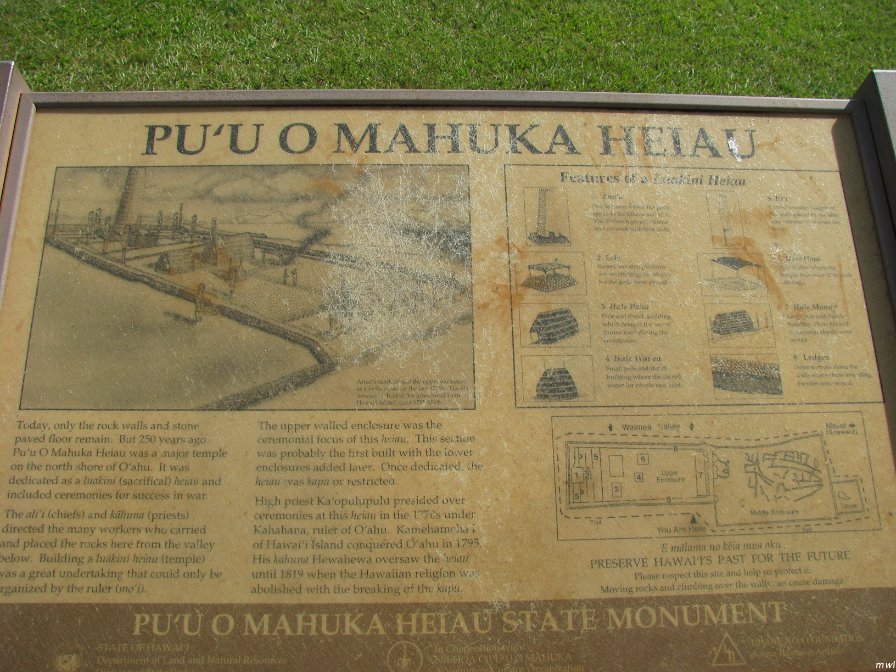 Pu'u O Mahuka Heiau - Tour de l'île côte est et le centre